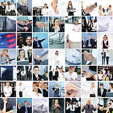 A collage of business images with young people