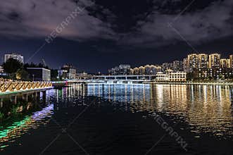 Night scenery of Yitong River in Changchun