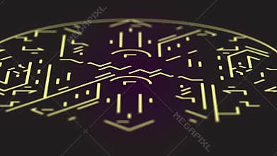 Geometric shape round elegant sign in art deco style. Line motion graphic art design 1920. Mystery tribal animation art