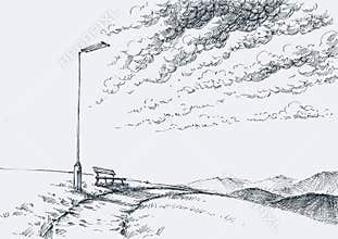 City park alley drawing