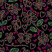 Breast cancer flower butterfly dot style seamless pattern