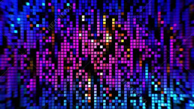 Abstract retro pixelated geometric background, seamless loop. Motion. Small flowing lines of squares imitating old