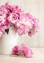 Pink peonies in vase