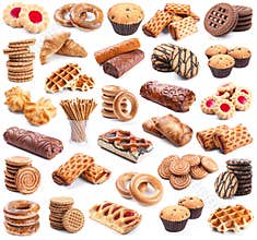Pastry collection on white