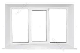 White plastic triple door window