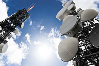 Telecommunication towers view from below