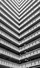 Abstract Vertical Achitecture of Hong Kong Public Housing in Black and White