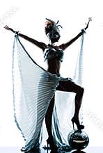 Woman with transparency silk dress