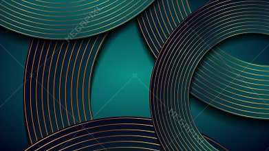 Blue and golden circles abstract luxury motion background