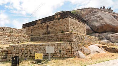 Beige Rampart walls of Chitradurga Fort, Karnataka