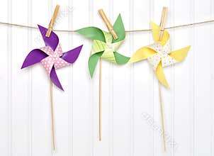 Vibrant Summer Party Pinwheels on a Clothesline