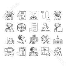 Export Import Logistic Collection Icons Set Vector .