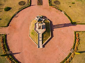 Aerial view of the Holy Altar for Pilgrims. Church in Zarvanytsia.
