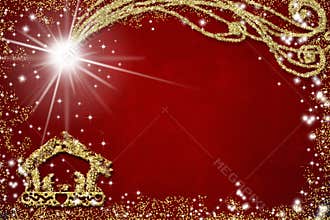 Christmas religious greeting card. Blank space