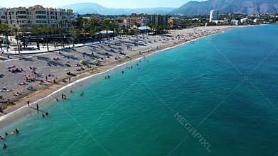 Aerial view of the beach of El Albir, in the coastline of Altea, Spain.