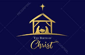 The birth of Christ, Jesus in manger and star