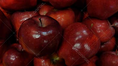 Close up of red apples in supermarket