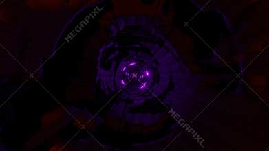 Moving neon lights on a cool science fiction tunnel 3d illustration vj loop