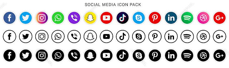 Collection of social media icons and logos