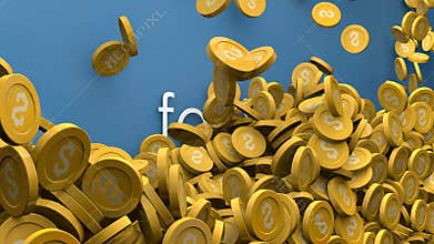 Coin piling up Cost of facility rising animation.