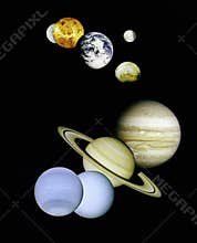 Planets in outer space.
