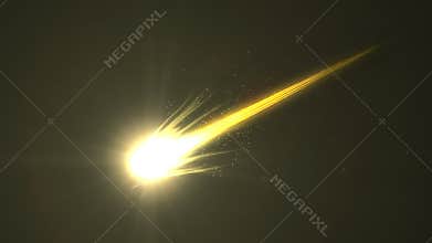 Brilliant bright beautiful close up view gold comet, Iron element.