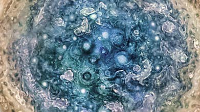 Jupiter surface with prohibitive climate with cyclones and gas storms