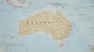 Video of Australia on a Colorful and Blurry Oceania Map