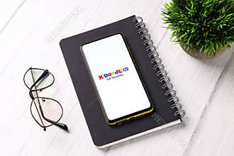 Assam, india - October 29, 2020 : Kidoodle tv logo on phone screen stock image.