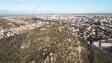 Dzhendem tepe hill and panorama to City of Plovdiv, Bulgaria