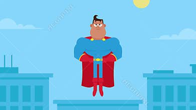 Afro-American Super Hero Comics Character Flying Loop