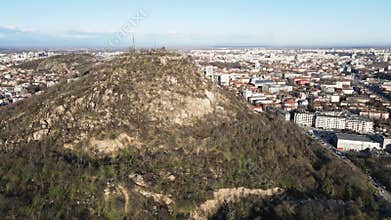 Dzhendem tepe hill and panorama to City of Plovdiv, Bulgaria