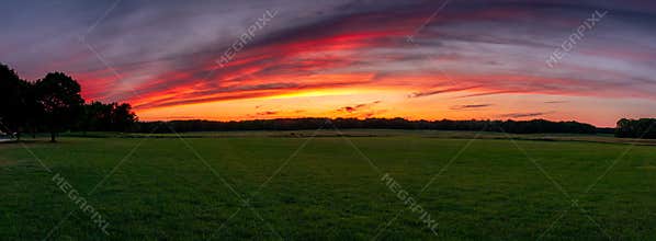 August sunset panorama Hoffman Estates, Illinois