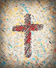 Simple cross symbol, pencil drawing on paper