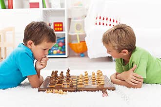Kids playing chess