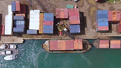 Aerial view of an African Shipping port in smaller developing nations.