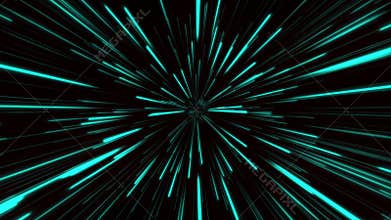Starburst rays. Hyperspace jump. Explosion star. 4k animation of glowing lines stream. Futuristic background with blue luminous