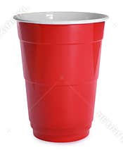 New red plastic cup on white background