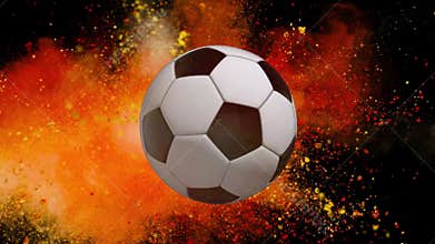 Soccer ball with an exploding background