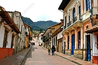 Street in Bogotá´s historic center La Candelaria