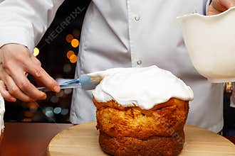 Chef decorates Easter cake