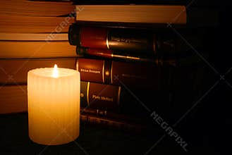 Candle in library