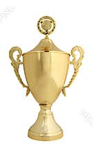 Golden trophy isolated on whit