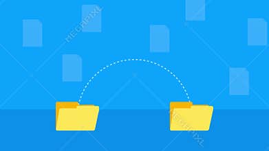 Modern flat icon with file transfer on white background. Motion graphics.