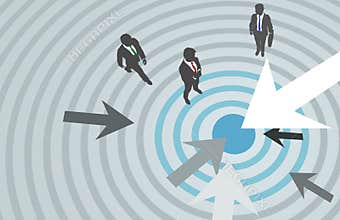 Business people arrows target marketing center
