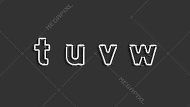 Neon t u v w symbols, broken xenon font mockup