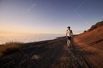 Man enjoyment view above clouds