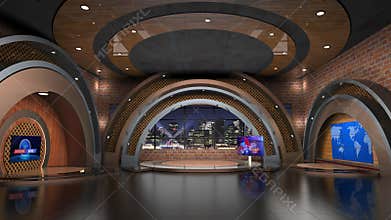 3D Virtual News Studio Background