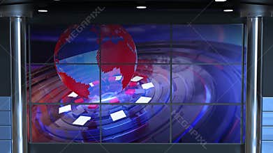 3D Virtual News Studio Background, Loop