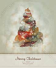 Vintage Greeting with Abstract Christmas Tree